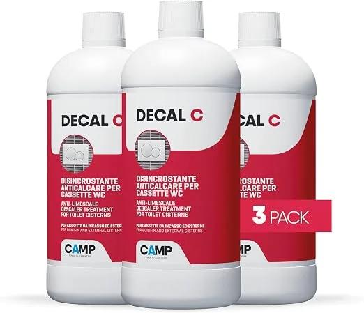 CAMP DECAL-C, Disincrostante anticalcare professionale per cassette wc da incasso o esterne, Ad alta concentrazione, 3x1L